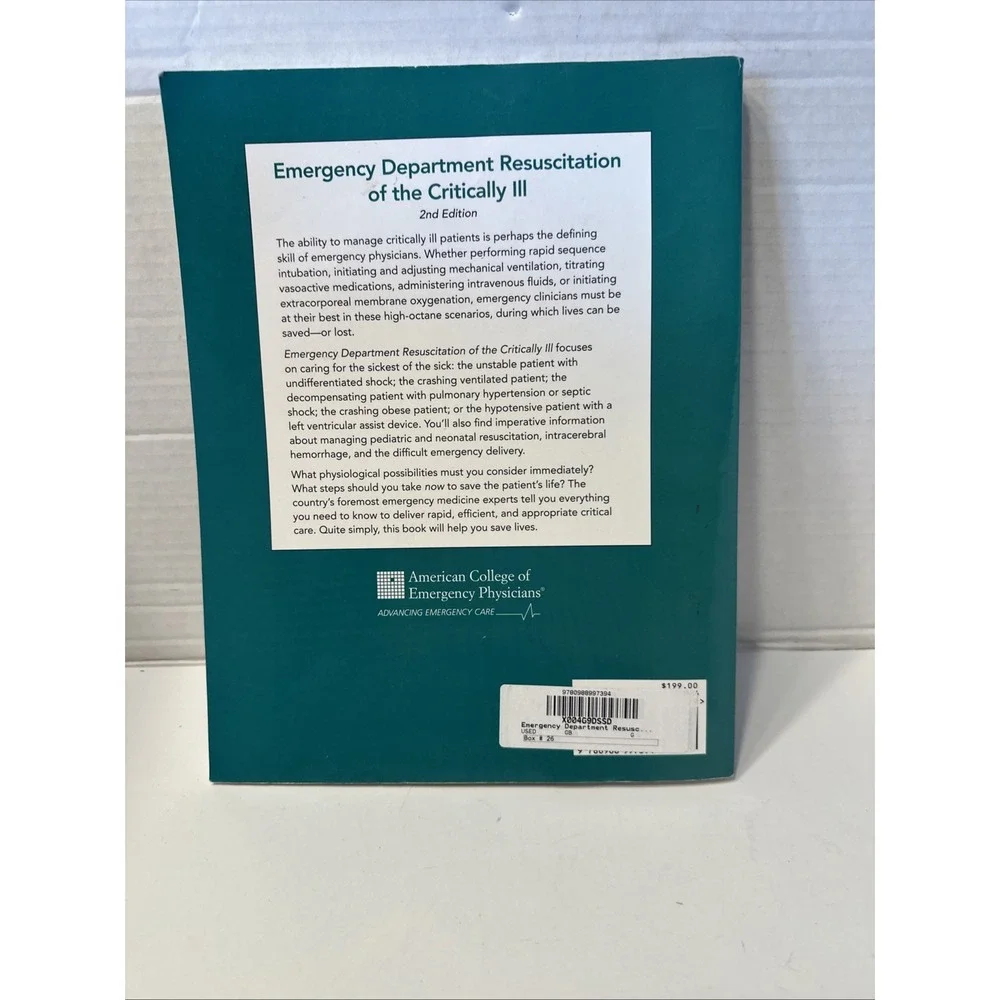 Emergency Department Resusitation‎ of the Critically Ill. Second 2nd Edition PB